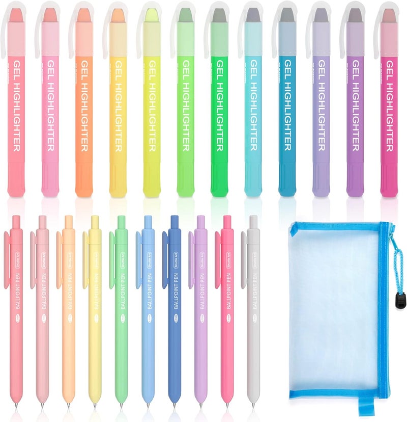 Shuttle Art Bible Highlighters and Pens, 22 Pack Journaling Kit, 12 Colors Gel Highlighters and 10 Colors Ballpoint Pens with a storage bag, Bible Markers No Bleed Through by - Image 1